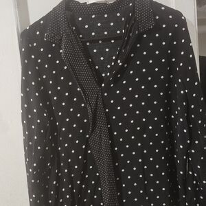 🌿Mango Black Blouse with White Dots‎
